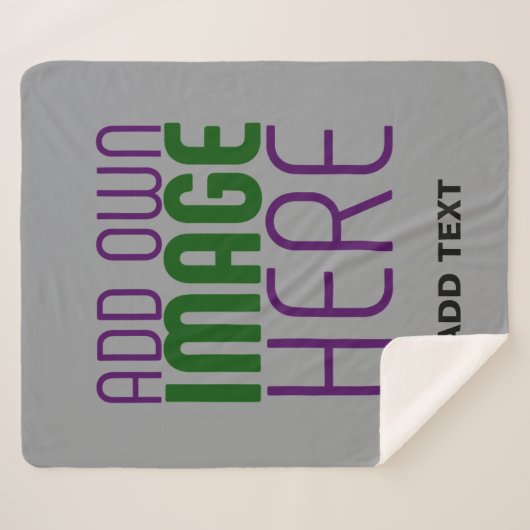 MODERNE BEWERKBARE EENVOUDIGE ASH AFBEELDING TEKST SHERPA DEKEN (Voorkant (horizontaal))