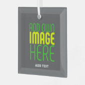 MODERNE BEWERKBARE EENVOUDIGE GRIJZE AFBEELDING TE GLAS ORNAMENT (Voorkant links)