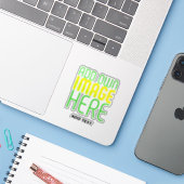 MODERNE BEWERKBARE EENVOUDIGE HELDERE AFBEELDING T STICKER (Laptop met iPhone)