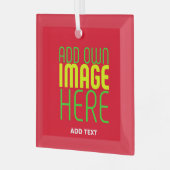 MODERNE BEWERKBARE EENVOUDIGE RODE AFBEELDING TEKS GLAS ORNAMENT (Voorkant links)