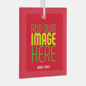 MODERNE BEWERKBARE EENVOUDIGE RODE AFBEELDING TEKS GLAS ORNAMENT (Voorkant Rechts)