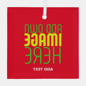 MODERNE BEWERKBARE EENVOUDIGE RODE AFBEELDING TEKS GLAS ORNAMENT (Achterkant)