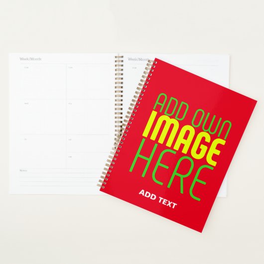 MODERNE BEWERKBARE EENVOUDIGE RODE AFBEELDING TEKS PLANNER (Display)