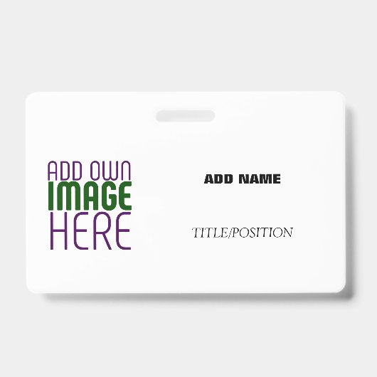 MODERNE BEWERKBARE EENVOUDIGE WITTE AFBEELDING TEK BADGE (Voorzijde)