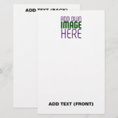 MODERNE BEWERKBARE EENVOUDIGE WITTE AFBEELDINGSTEK BRIEFPAPIER (Voorkant / Achterkant)