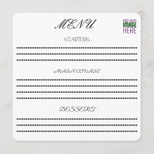 MODERNE BEWERKBARE EENVOUDIGE WITTE AFBEELDINGSTEK MENU (Voorkant)