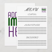 MODERNE BEWERKBARE EENVOUDIGE WITTE AFBEELDINGSTEK MENU (Voorkant / Achterkant)