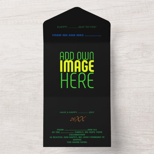 MODERNE BEWERKBARE EENVOUDIGE ZWARTE AFBEELDING TE ALL IN ONE UITNODIGING (Binnen)