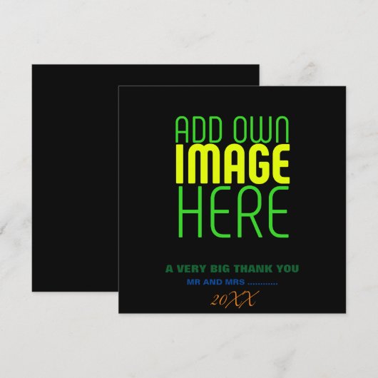 MODERNE BEWERKBARE EENVOUDIGE ZWARTE AFBEELDING TE BEDANKKAART (Voorkant / Achterkant)