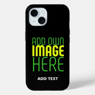 MODERNE BEWERKBARE EENVOUDIGE ZWARTE AFBEELDING TE iPhone 15 CASE