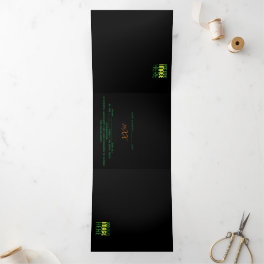 MODERNE BEWERKBARE EENVOUDIGE ZWARTE AFBEELDING TE DRIELUIK KAART (Binnen)