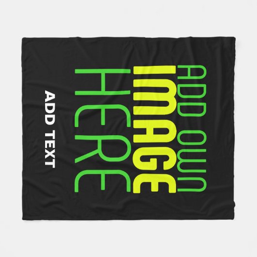 MODERNE BEWERKBARE EENVOUDIGE ZWARTE AFBEELDING TE FLEECE DEKEN (Voorkant (Horizontaal))