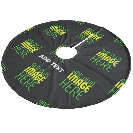 MODERNE BEWERKBARE EENVOUDIGE ZWARTE AFBEELDING TE FLEECE KERSTBOOM ROK (Gekanteld)