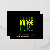 MODERNE BEWERKBARE EENVOUDIGE ZWARTE AFBEELDING TE FOLIE FEESTDAGEN BRIEFKAART (Voorkant / Achterkant)