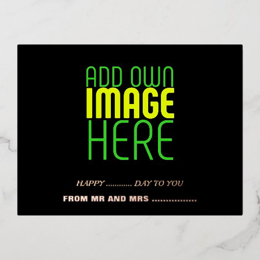 MODERNE BEWERKBARE EENVOUDIGE ZWARTE AFBEELDING TE FOLIE FEESTDAGEN BRIEFKAART (Voorkant)