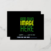 MODERNE BEWERKBARE EENVOUDIGE ZWARTE AFBEELDING TE FOLIE FEESTDAGEN BRIEFKAART (Voorkant / Achterkant)