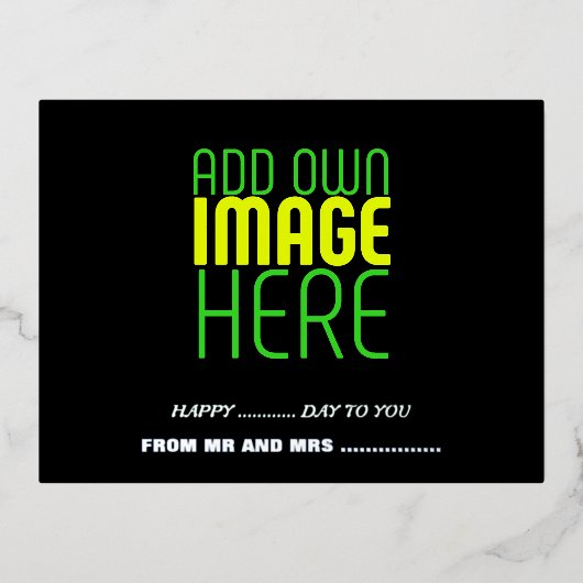 MODERNE BEWERKBARE EENVOUDIGE ZWARTE AFBEELDING TE FOLIE FEESTDAGEN BRIEFKAART (Voorkant)