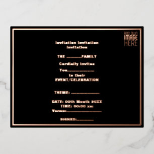 MODERNE BEWERKBARE EENVOUDIGE ZWARTE AFBEELDING TE FOLIE UITNODIGING BRIEFKAART