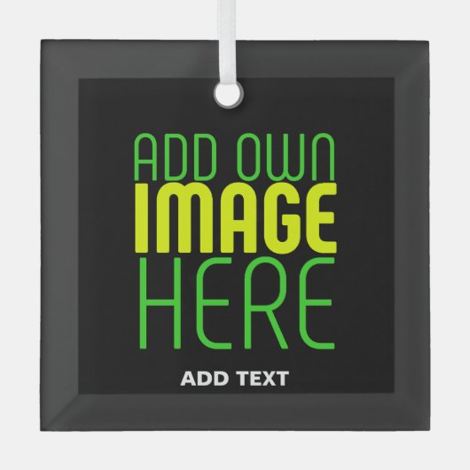 MODERNE BEWERKBARE EENVOUDIGE ZWARTE AFBEELDING TE GLAS ORNAMENT (Voorkant)