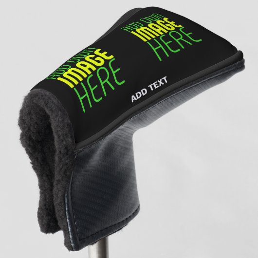 MODERNE BEWERKBARE EENVOUDIGE ZWARTE AFBEELDING TE GOLFHEADCOVER (3/4 voorkant)