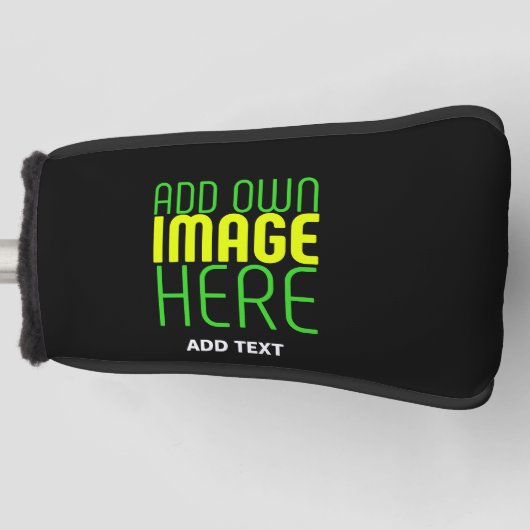 MODERNE BEWERKBARE EENVOUDIGE ZWARTE AFBEELDING TE GOLFHEADCOVER (Voorkant)