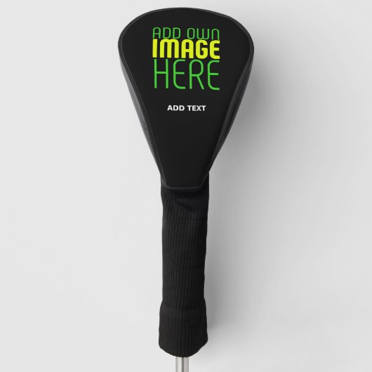 MODERNE BEWERKBARE EENVOUDIGE ZWARTE AFBEELDING TE GOLFHEADCOVER (Voorkant)