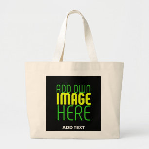 MODERNE BEWERKBARE EENVOUDIGE ZWARTE AFBEELDING TE GROTE TOTE BAG