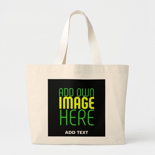 MODERNE BEWERKBARE EENVOUDIGE ZWARTE AFBEELDING TE GROTE TOTE BAG (Voorkant)