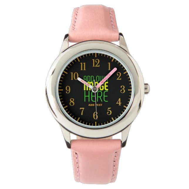 MODERNE BEWERKBARE EENVOUDIGE ZWARTE AFBEELDING TE HORLOGE (Voorkant)