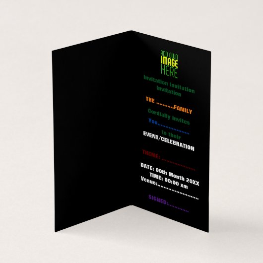 MODERNE BEWERKBARE EENVOUDIGE ZWARTE AFBEELDING TE KAART (Binnen)