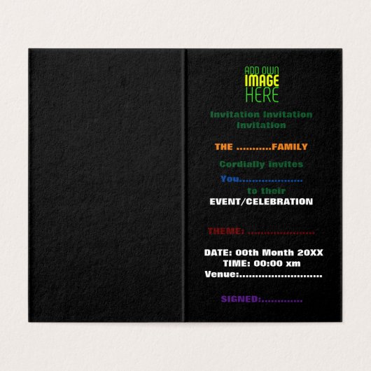 MODERNE BEWERKBARE EENVOUDIGE ZWARTE AFBEELDING TE KAART (Binnenkant ongevouwen)