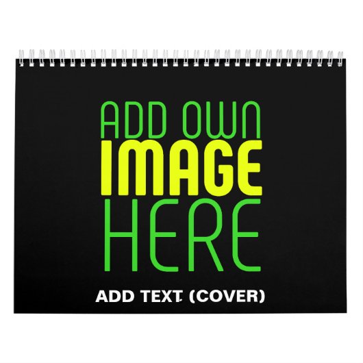 MODERNE BEWERKBARE EENVOUDIGE ZWARTE AFBEELDING TE KALENDER (Hoes)