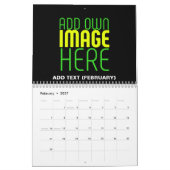MODERNE BEWERKBARE EENVOUDIGE ZWARTE AFBEELDING TE KALENDER (Feb 2027)