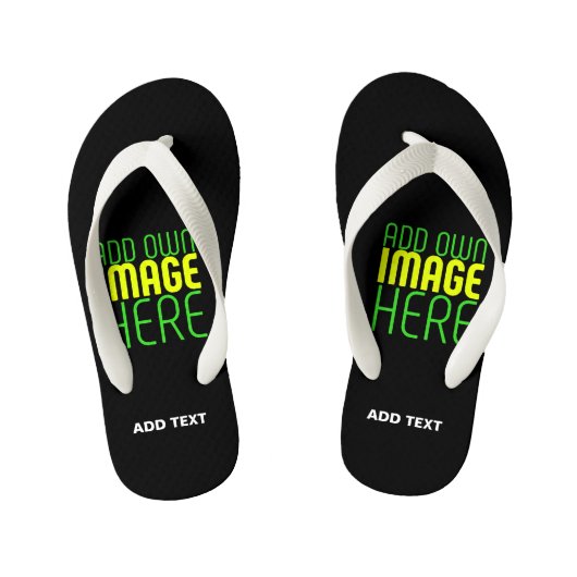 MODERNE BEWERKBARE EENVOUDIGE ZWARTE AFBEELDING TE KINDER TEENSLIPPERS (Voetbed)