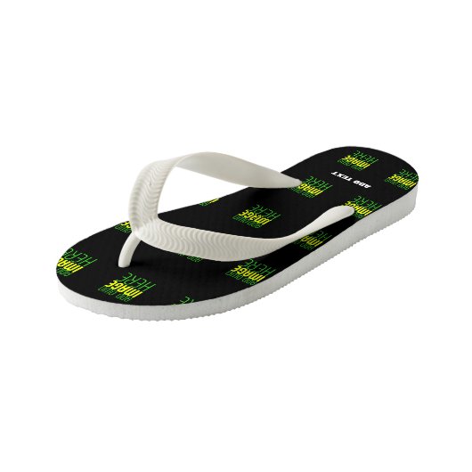 MODERNE BEWERKBARE EENVOUDIGE ZWARTE AFBEELDING TE KINDER TEENSLIPPERS (Schuin)