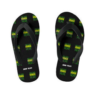 MODERNE BEWERKBARE EENVOUDIGE ZWARTE AFBEELDING TE KINDER TEENSLIPPERS