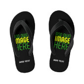 MODERNE BEWERKBARE EENVOUDIGE ZWARTE AFBEELDING TE KINDER TEENSLIPPERS (Voetbed)