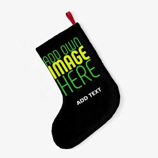 MODERNE BEWERKBARE EENVOUDIGE ZWARTE AFBEELDING TE KLEINE KERSTSOK (Achterkant (Hangend))