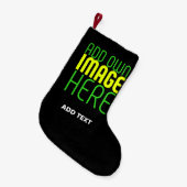 MODERNE BEWERKBARE EENVOUDIGE ZWARTE AFBEELDING TE KLEINE KERSTSOK (Voorkant (Hangend))