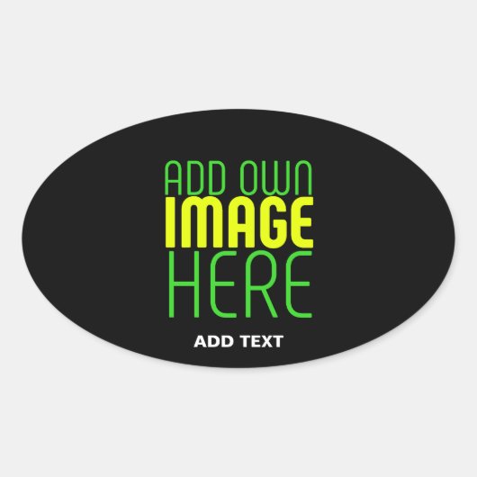 MODERNE BEWERKBARE EENVOUDIGE ZWARTE AFBEELDING TE OVALE STICKER (Voorkant)