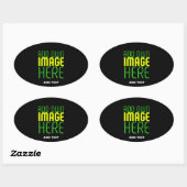 MODERNE BEWERKBARE EENVOUDIGE ZWARTE AFBEELDING TE OVALE STICKER (Vel)