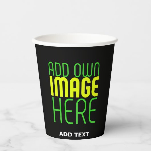 MODERNE BEWERKBARE EENVOUDIGE ZWARTE AFBEELDING TE PAPIEREN BEKERS (Voorkant)