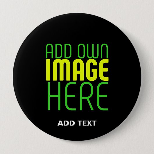 MODERNE BEWERKBARE EENVOUDIGE ZWARTE AFBEELDING TE RONDE BUTTON 4,0 CM (Voorkant)