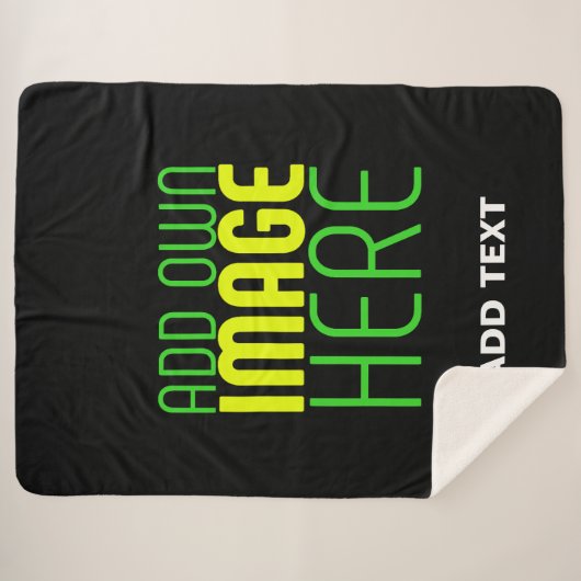 MODERNE BEWERKBARE EENVOUDIGE ZWARTE AFBEELDING TE SHERPA DEKEN (Voorkant (horizontaal))