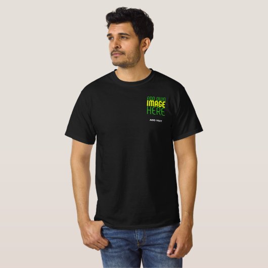 MODERNE BEWERKBARE EENVOUDIGE ZWARTE AFBEELDING TE T-SHIRT (Voorkant volledig)