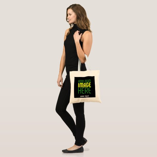 MODERNE BEWERKBARE EENVOUDIGE ZWARTE AFBEELDING TE TOTE BAG (Voorkant (model))