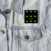 MODERNE BEWERKBARE EENVOUDIGE ZWARTE AFBEELDING TE VIERKANTE BUTTON 5,1 CM (In situ)