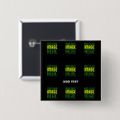 MODERNE BEWERKBARE EENVOUDIGE ZWARTE AFBEELDING TE VIERKANTE BUTTON 5,1 CM (Voorkant /achterkant)