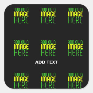 MODERNE BEWERKBARE EENVOUDIGE ZWARTE AFBEELDING TE VIERKANTE STICKER