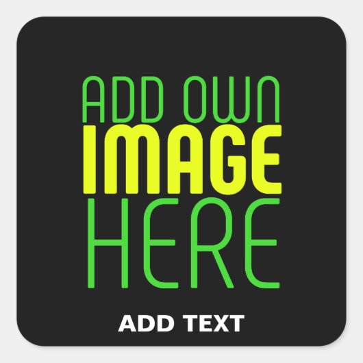 MODERNE BEWERKBARE EENVOUDIGE ZWARTE AFBEELDING TE VIERKANTE STICKER (Voorkant)